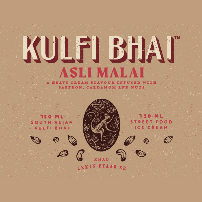 Kulfi Bhai - Asli Malai - Creamy - Kulfi - Street food ice cream - South Asian Dessert - 750ML Family Pack