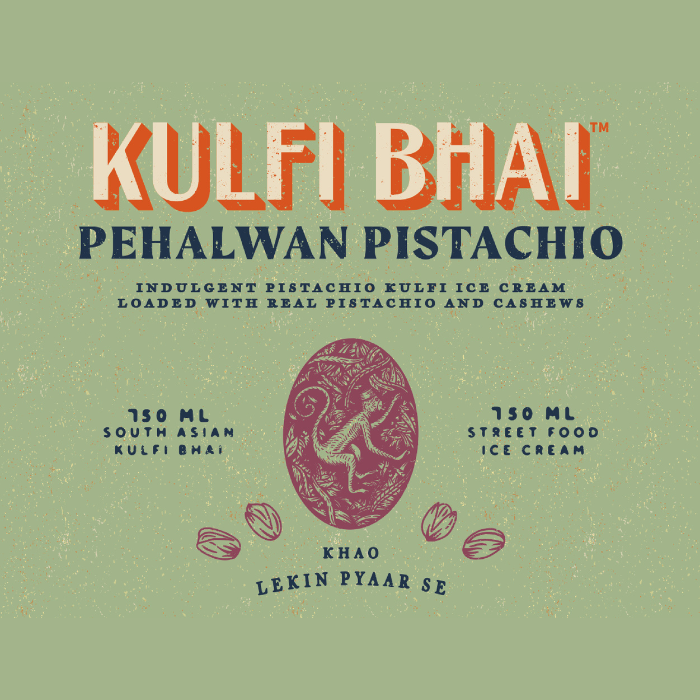 Kulfi Bhai Pehalwan Pistachio-South Asian Dessert-Street Food Ice Cream - 750ml Family Pack